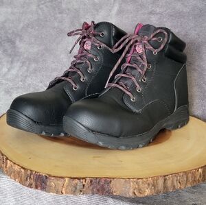 NWOT Brahma Black and Pink Women's Steel Toe Boots Sz 10 Never Been Worn!